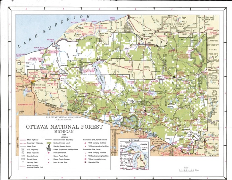 Image map of the Ottawa National Forest